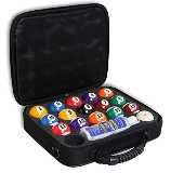 Aramith Super Pro pool ball set with cleaner, microfiber cloth, and ball case