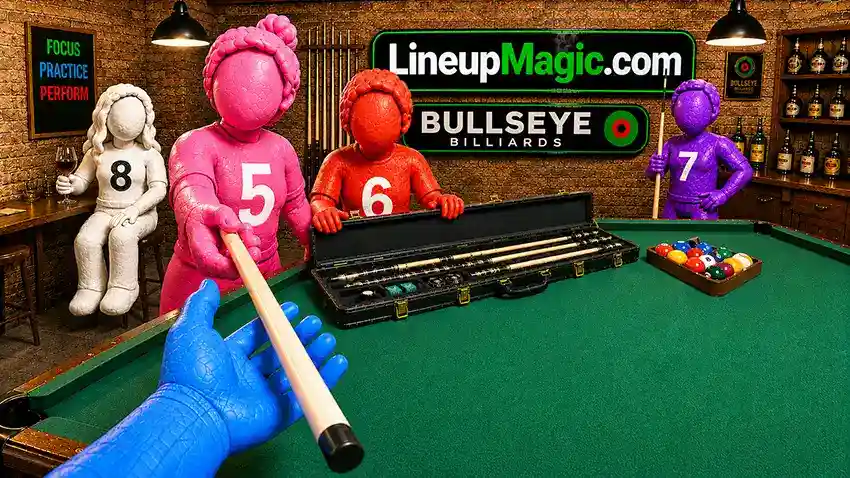 LineupMagic.com and Bullseye Billiards partnership banner