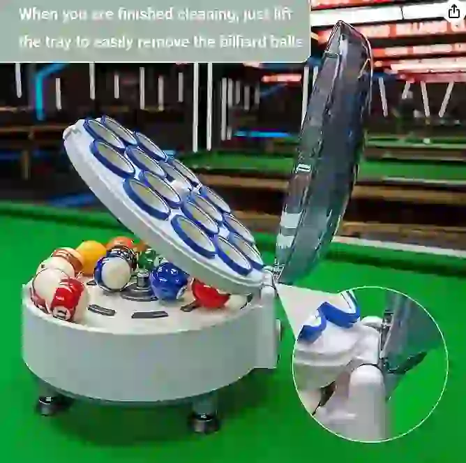Pool ball polishing and cleaning machine with 16 ball ports